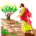 Moses and the burning bush.